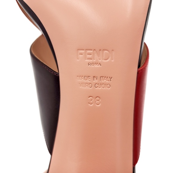 FENDI Brown Nappa Leather Floral Slip-On Heels Designer Mules Shoes EU 38 - Picture 8 of 10